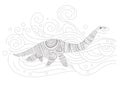 Aquatic dinosaur Coloring page Vector. Cartoon. Isolated art