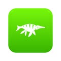 Aquatic dinosaur icon digital green