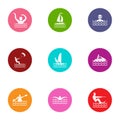 Aquatic fun icons set, flat style Royalty Free Stock Photo