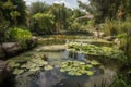 aquatic garden with diverse ecosystem of freshwater plants and animals Royalty Free Stock Photo