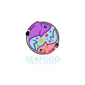 Aquatic life icon, Double fish logo with circle design Royalty Free Stock Photo