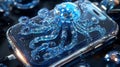 AI-Generated Glass Octopus Phone Case Royalty Free Stock Photo