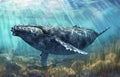 Aquatic splendor giant whale showcasing its magnificence in the ocean. Generated AI