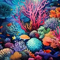 Aquatic Tapestry - Vibrant and Detailed Art of Underwater Corals