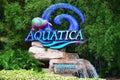 Aquatica Water Park sign in International Drive Area. Colorful Card. Royalty Free Stock Photo