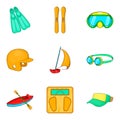 Aquatics icons set, cartoon style