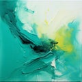 Aquayellow Abstract Oil Painting By Tasha Lapins