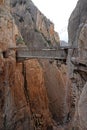 Aqueduct at Gaitanes canyon of Caminito del Rey in Andalusia, Spain