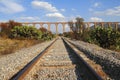 Aqueduct of Padre Tembleque with railway near teotihuacan IV