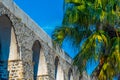 Aqueduct passing by next to the botanical garden at Coimbra, Portugal Royalty Free Stock Photo