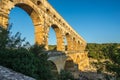 Aqueduct Pont du Gard over Gardon river Royalty Free Stock Photo