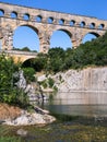 aqueduct Pont du Gard over Gardon River Royalty Free Stock Photo