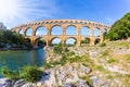 The aqueduct Pont du Gard was built in Roman times Royalty Free Stock Photo
