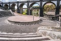 Small amphitheater in the village of Ribeira Grande with aqueduct arches behind, SÃÂ£o Miguel - Azores PORTUGAL