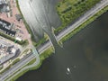 Aqueduct Veluwemeer near Harderwijk transport asphalt motorway road for traffic crossing underneath a waterway river Royalty Free Stock Photo