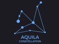 Aquila constellation. Stars in the night sky. Cluster of stars and galaxies. Constellation of blue on a black background. Vector Royalty Free Stock Photo