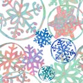 Aqwarelle texture neon-color snowflakes