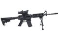 AR-15 assault rifle with bipod isolated on a white Royalty Free Stock Photo