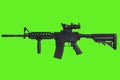 AR15 assault rifle with optic sight and a foregrip on green background