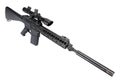 AR-15 based sniper rifle with silencer Royalty Free Stock Photo