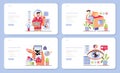 AR designer web banner or landing page set. Augmented reality visual development Royalty Free Stock Photo