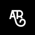 AR letter logo design on black background. AR creative initials letter logo concept. ar letter design. AR white letter design on Royalty Free Stock Photo