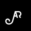 AR letter logo design on black background. AR creative initials letter logo concept. ar letter design. AR white letter design on Royalty Free Stock Photo