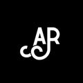 AR letter logo design on black background. AR creative initials letter logo concept. ar letter design. AR white letter design on Royalty Free Stock Photo