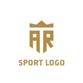 Ar logo. ar initial logo with crown. elegant letter sport logo, shield ar logo Royalty Free Stock Photo