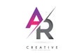 AR A R Letter Logo with Colorblock Design and Creative Cut