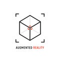 AR reality symbol vector icon. Virtual augmented reality cube screen 3d logo