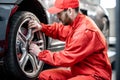 ÃÂ¡ar service worker changing wheel Royalty Free Stock Photo