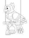 Ara parrot on a swing. Children coloring book. Royalty Free Stock Photo