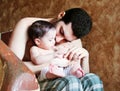 Arab baby girl with father Royalty Free Stock Photo