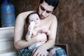 Arab baby girl with father Royalty Free Stock Photo