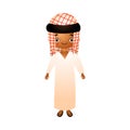 Arab boy sheikh in traditional ethnic white wearing with kefia. Vector illustration in flat cartoon style Royalty Free Stock Photo