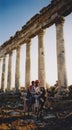 Arab boys on donkey roman ruins syria