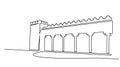 Arab building in the national style. Dynamic continuous one line drawing