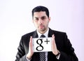 Arab business man with google plus logo