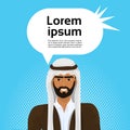 Arab Business Man In Traditional Clothes Over Copy Space Background