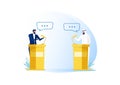 Arab Business People Speakers  Or debate about trade , Politicians Candidates Flat Vector Illustration Royalty Free Stock Photo