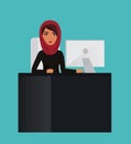 Arab business woman, teacher profession. Muslim businesswoman wearing hijab. Vector character illustration