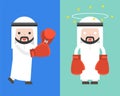 Arab Businessman with boxing gloves, starting fight and dizzy, r