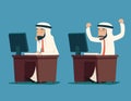 Arab Businessman at Desk Working on Computer