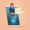 Arab Businessman Hold Envelope Email Message Cell Smart Phone Network Communication Royalty Free Stock Photo