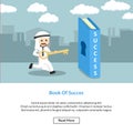 Arab businessman holding a key book of success Royalty Free Stock Photo