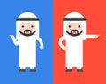 Arab businessman point left and Arab businessman point right