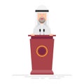 Arab businessman speaks on the podium