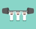 Arab businessman team help each others for weight lifting