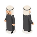 Arab businessman traditional national ethnic muslim clothes isometric isolated character flat design vector illustration